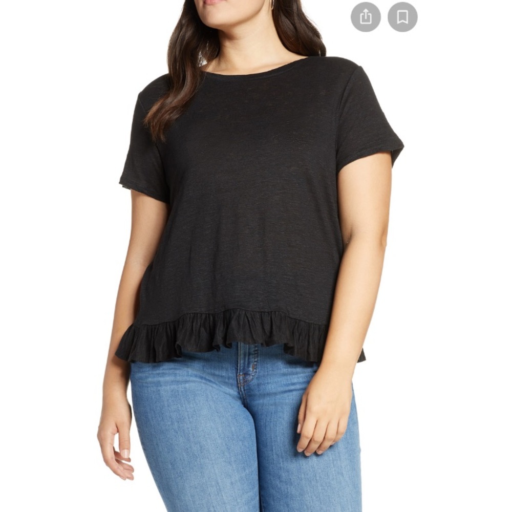 J. Crew Ruffle Back Linen Tee